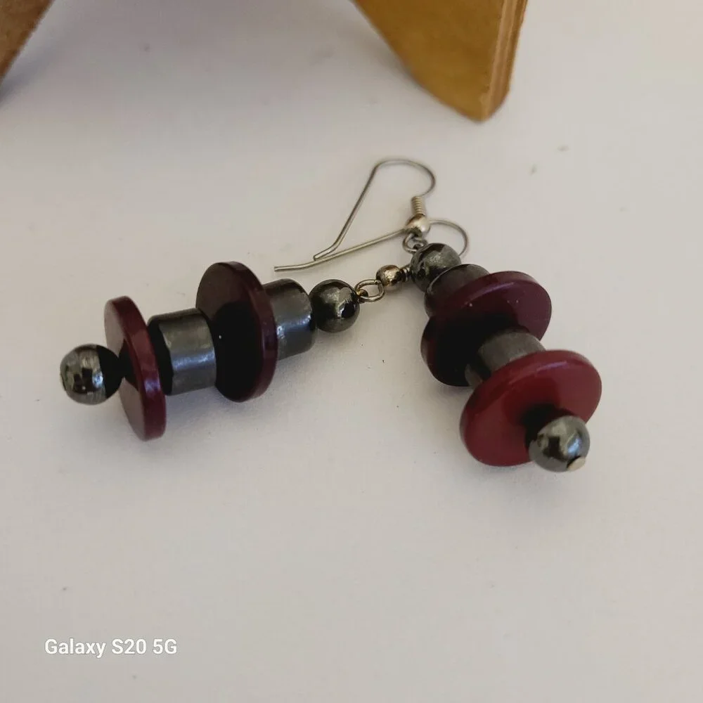 Unknown Brand Multi-Color Stacked Beads Dangle‎ Drop Earrings Pre-Owned Ladies